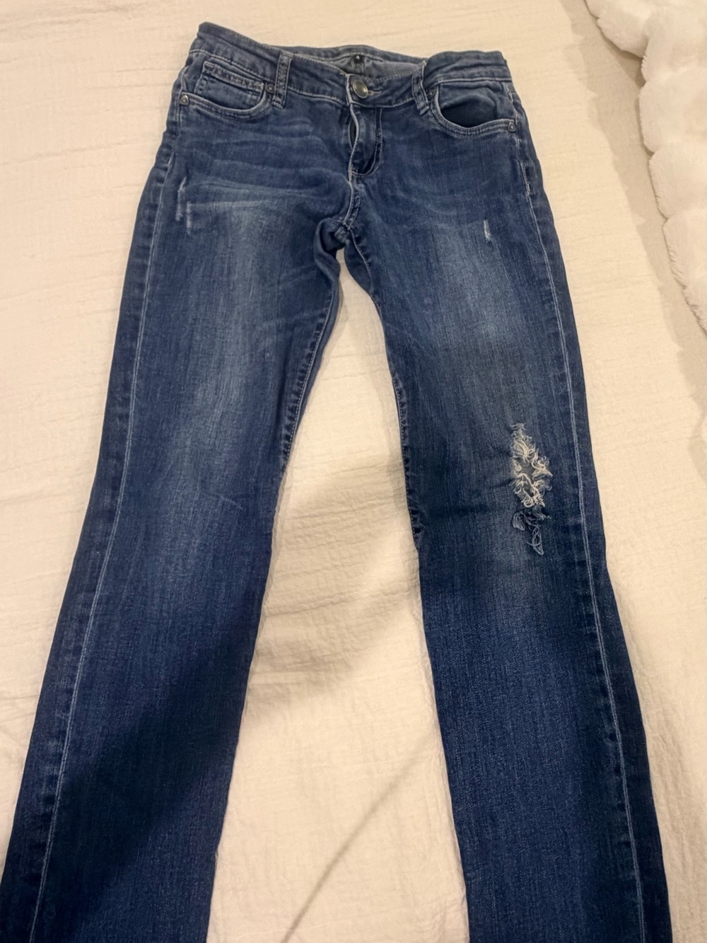 KUT from the Kloth Dark Blue Women’s Distressed Straight Jeans